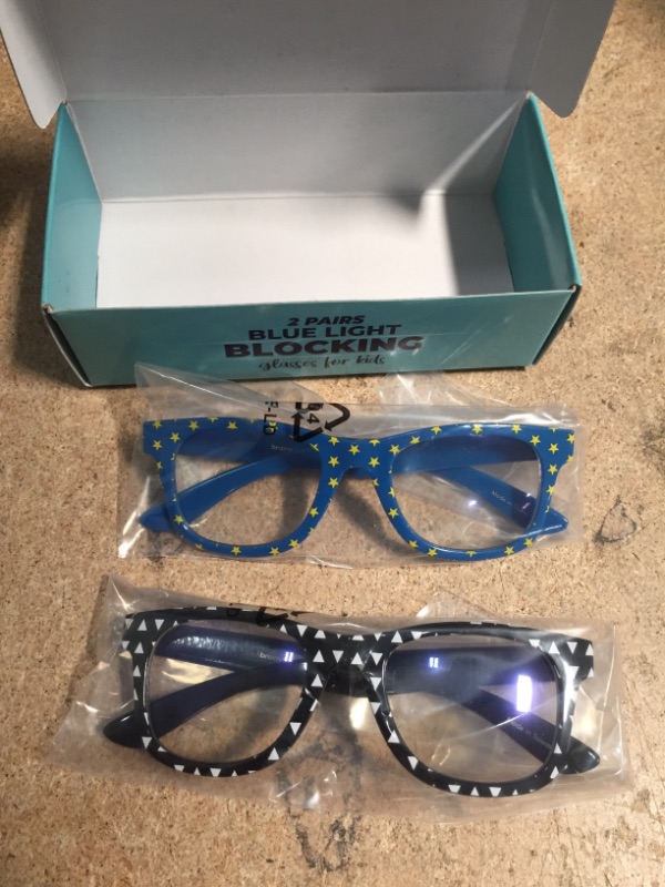 Photo 2 of Brainy Shark Kids Blue Light Blocking Glasses - 2-Pack Eyeglasses for Kids with Blue Light Filter