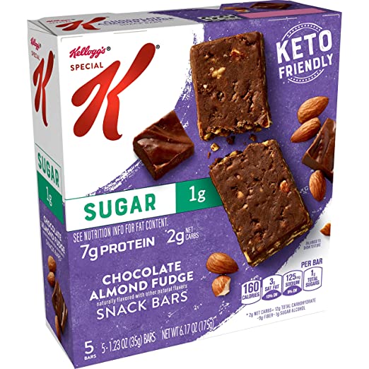 Photo 1 of *EXPIRES May 2022, NON REFUNDABLE* 
Kellogg's Special K Snack Bars, Keto Friendly, 7g Protein, 1g Sugar, 2 Net Carbs Per Bar, Chocolate Almond Fudge, 6.17oz Box (5 Bars)
