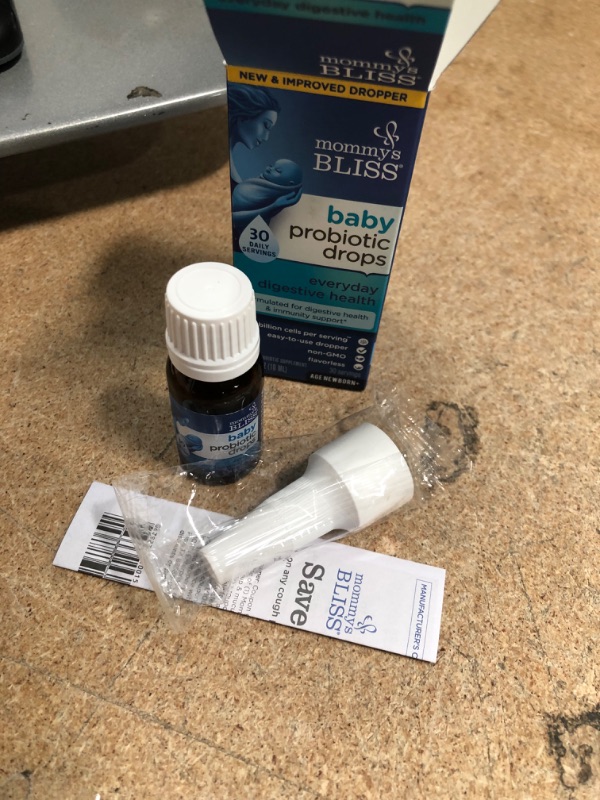 Photo 2 of *EXPIRES Jan 2024, NON REFUNDABLE* 
Mommy's Bliss Baby Probiotic Drops Everyday - Gas, Constipation, Colic Symptom Relief - Newborns & Up - Natural, Flavorless, 0.34 Fl Oz
