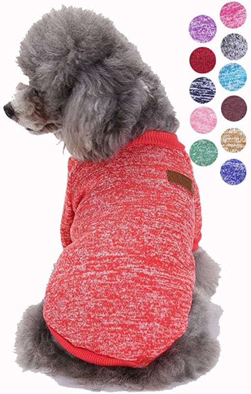 Photo 1 of Bwealth Dog Clothes Soft Pet Apparel Thickening Fleece Shirt Warm Winter Knitwear Sweater for Small and Medium Pet (Large, Red)
