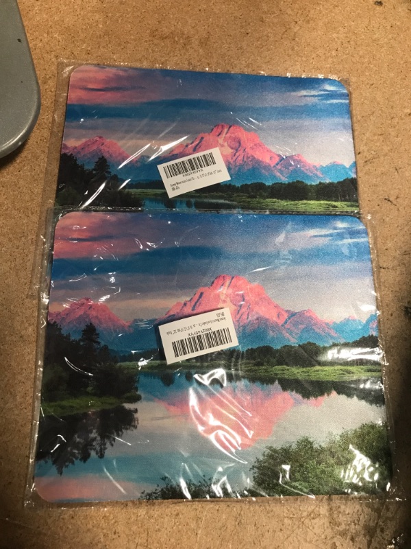 Photo 1 of DUADELI Snowy Mountains Lake Tree Mountains Mouse Pad, 9.5 x7.9 x0.12 inch (2 Pack)