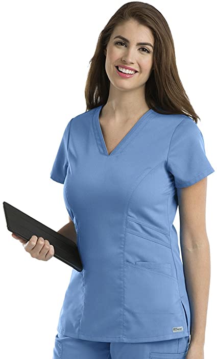 Photo 1 of BARCO Grey's Anatomy Women's Mia Top, V-Neck Medical Scrub Top w/ 3 Pockets & Princess Seaming, L