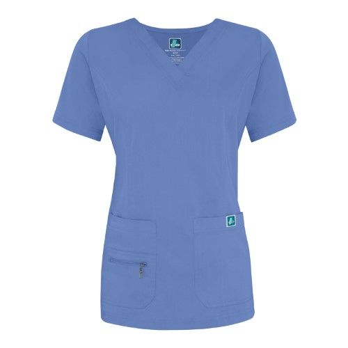 Photo 1 of Adar Indulgence Womens Jr. Fit Enhanced V-neck Scrub Top - Ceil Blue - M
