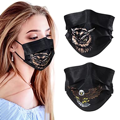 Photo 1 of DaDade 100Pcs Disposable Face Masks, Owl Print (2 Packs)