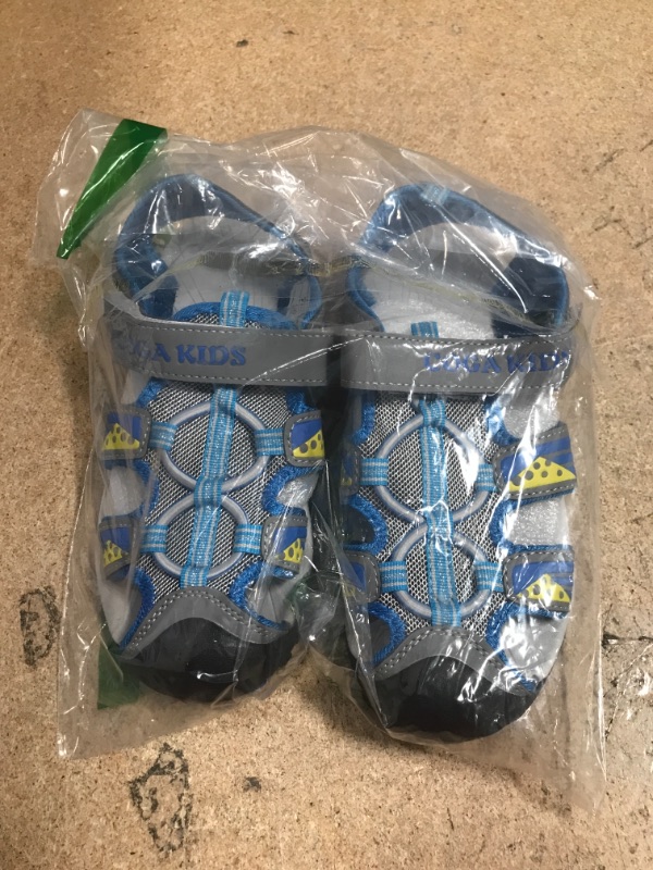 Photo 2 of Coga Kids Boys Closed Toe Water Sandals - Size 4 - Blue/Gray/Yellow
