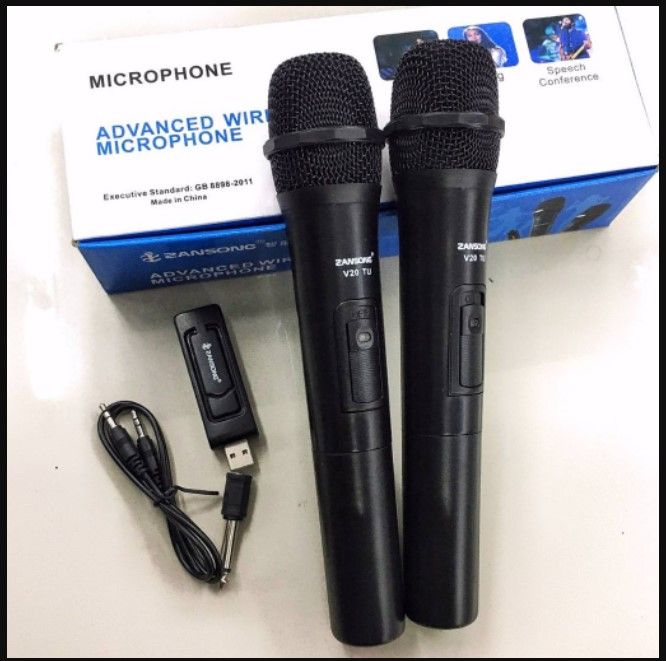 Photo 1 of portable microphone mic Wireless microphone receiver and transmission set Dual handheld wireless microphone (model V20TU)