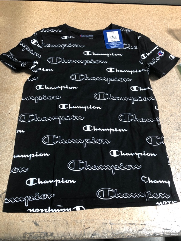 Photo 2 of Champion Boys' Tee Shirts BLACK - Black 'Champion' AOP Short-Sleeve Tee
SIZE:M