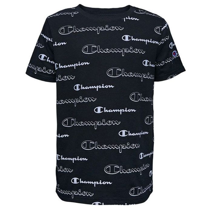 Photo 1 of Champion Boys' Tee Shirts BLACK - Black 'Champion' AOP Short-Sleeve Tee
SIZE:M