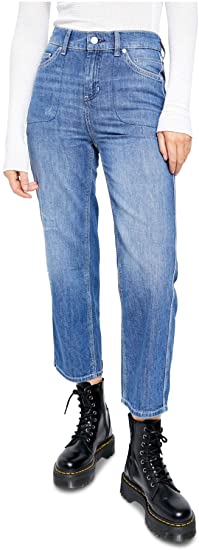 Photo 1 of Free People Womens Chloe Baby Denim Cropped Straight Leg Jeans Blue S
