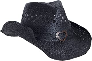 Photo 1 of Boho Hip Cowboy Hat with Heart Concho, Natural Toyo Straw, Shapeable Brim
