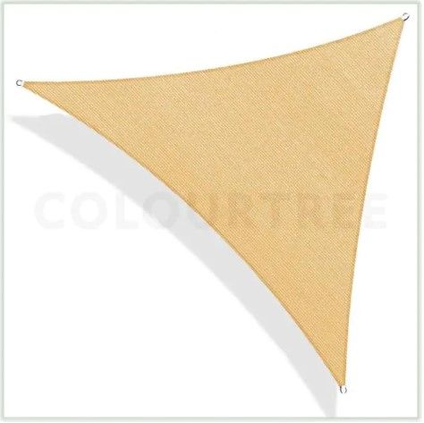 Photo 1 of 14 ft. x 14 ft. 190 GSM Sand Beige Equilateral Triangle Sun Shade Sail Screen, Outdoor Patio and Pergola Cover
