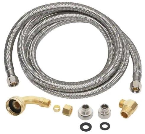 Photo 1 of 3/8 in. COMP x 3/8 in. COMP x 60 in. Universal Stainless Steel Dishwasher Connector

