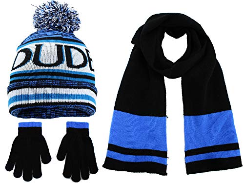 Photo 1 of Polar Wear Boys & Teens 3 Piece Winter Knit Beanie Hat, Scarf and Glove Cold Weather Accessory Set