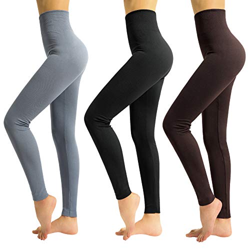 Photo 1 of 3 Pack Fleece Lined Leggings Women Winter Soft Yoga Waistband Leggings Pants(Black,Brown,Grey)
Size: Regular Size