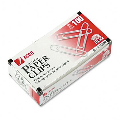 Photo 1 of 7 BOXES OF ACCO Jumbo Paper Clips, 1-7/8", 20-Sheet Capacity, Silver, Box of 100 Clips
