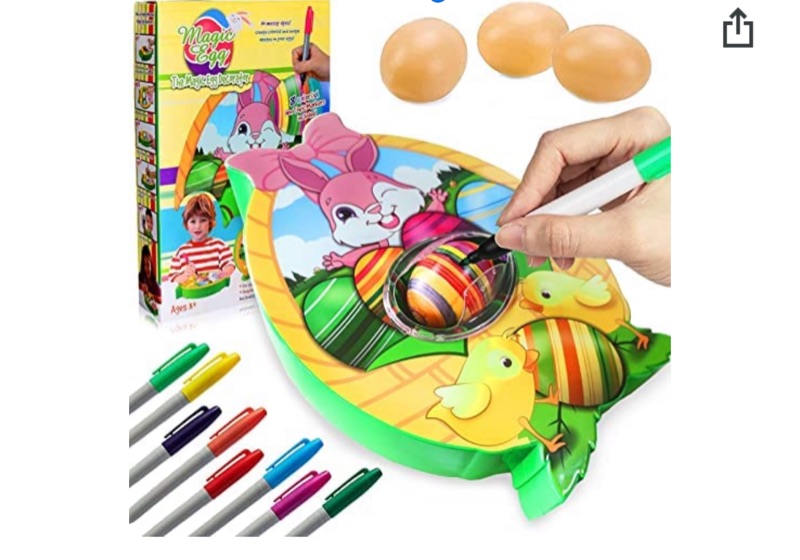 Photo 1 of PERNOS Easter Egg Decorating Kit, Easter Egg Dye, Egg Painting Colouring Kit, Bunny Easter Egg Decorating Spinner, Easter Egg Toys Gifts for Kids Toddlers Boys Girls