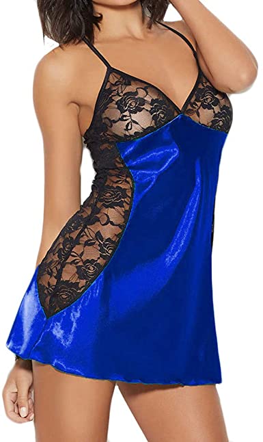Photo 1 of AODONG Lingerie for Women Sexy,Lace Babydoll Lingerie Sexy Mini Chemise Mesh Nightie Bridal Nightdress LIGHT BLUE SIZE 3XL