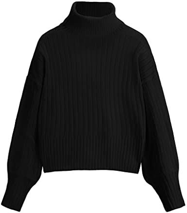 Photo 1 of ***STOCK PHOTO FOR REFERENCE ONLY***
Women's Long Sleeve Ribbed Knit Basic Black Sweater size M