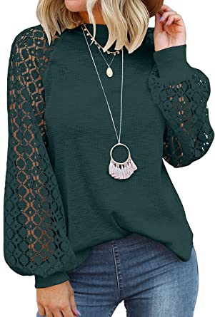 Photo 1 of ***STOCK PHOTO FOR REFERENCE ONLY***
Women’s Long Sleeve Tops Lace Casual Loose Blouses T Shirts GREEN SIZE 2XL