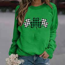 Photo 1 of TANGNADE Women's Top Cute Printed T-shirt Long Sleeve Turtleneck Casual Round Neck Sweatshirt Loose Comfortable Top Green SIZE XL
