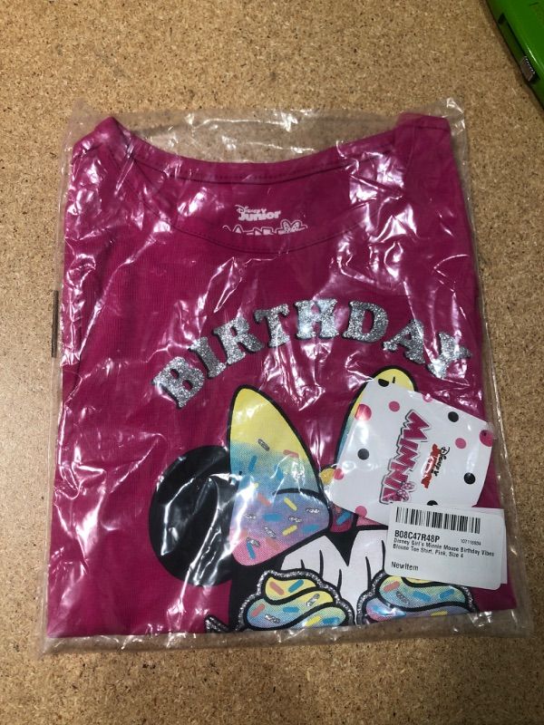 Photo 2 of Disney Girl's Minnie Mouse Birthday Blouse Tee Shirt- SIZE: 4 
