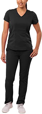 Photo 1 of Adar Pro Core Classic Scrub Set for Women - Tailored V-Neck Scrub Top & Tailored Yoga Scrub Pants, S