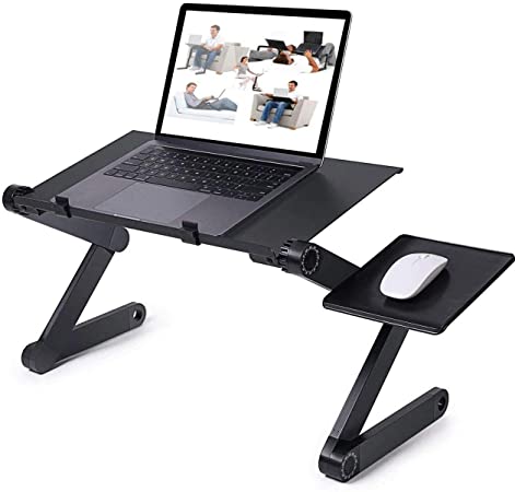 Photo 1 of Adjustable Laptop Desk, RAINBEAN Laptop Stand for Bed Portable Lap Desk Foldable Table Workstation Notebook Riser with Mouse Pad, Ergonomic Computer Tray Reading Holder Bed Tray Standing Desk