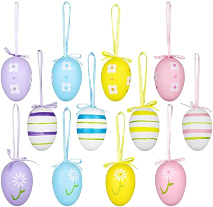 Photo 1 of 2 items 
LessMo 36 Pcs Easter Ornaments Hanging Egg, Colorful Plastic Eggs Ornaments, Easter Tree Ornaments Decorations , Kids Home School Party Supplies Gifts (x2)
