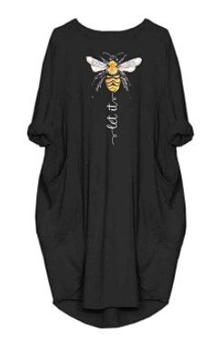 Photo 1 of JiaMa Let it be Long Sleeve Loose Pocket Oversize Tunic Dress with Pockets
BLACK
XL