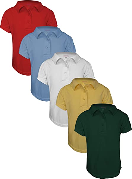 Photo 1 of Andrew Scott Basics 5-Pack Girls' Short Sleeve Pique Polo Shirts/School Uniform Polo Shirts
10-12