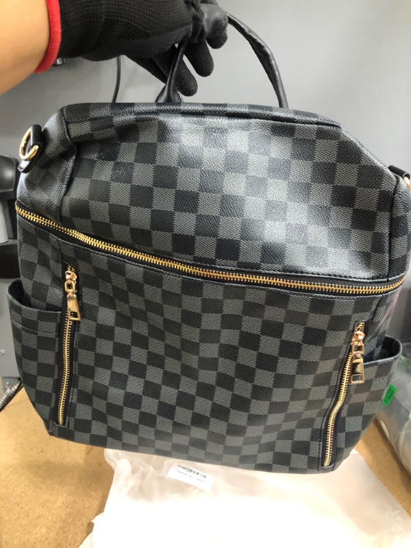 Photo 1 of Black Checkered Print Handbag/Messenger Bag w/ Wallet