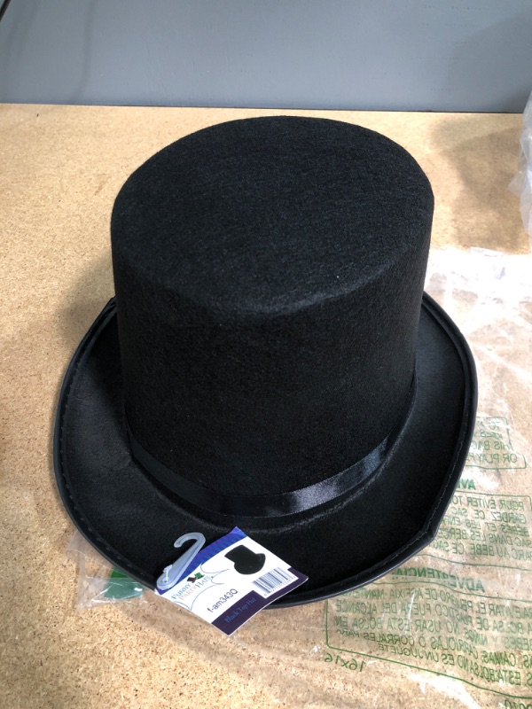 Photo 2 of Funny Party Hats Black Top Hat - Victorian Hat for Men - Felt Tuxedo Costume Hat - Coachman Hat - Dress Up Hat
