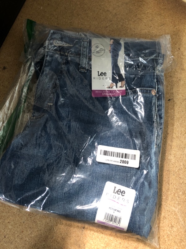 Photo 2 of Lee Riders Women’s Midrise Straight Premium Jean, Regular Fit (Titanic Medium Blue Wash)- SIZE 6 PETITE 