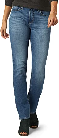 Photo 1 of Lee Riders Women’s Midrise Straight Premium Jean, Regular Fit (Titanic Medium Blue Wash)- SIZE 6 PETITE 