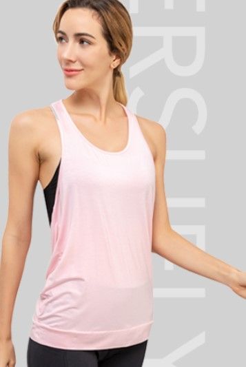 Photo 1 of Ersuely Women Mesh Back Tank Cute Workout Sports Racerback Tops pink
large 