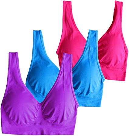 Photo 1 of Cabales Women's 3 Pack Seamless Comfortable Sports Bra with Removable Pads, XL
