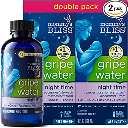 Photo 1 of Mommy's Bliss Gripe Water Night Time Double Pack, Relieves Stomach Discomfort From Gas, Colic, Fussiness, & Hiccups, Gentle & Safe, For Infants Age 1 Month+, 2 Pack
EXP DATE: 07-2022