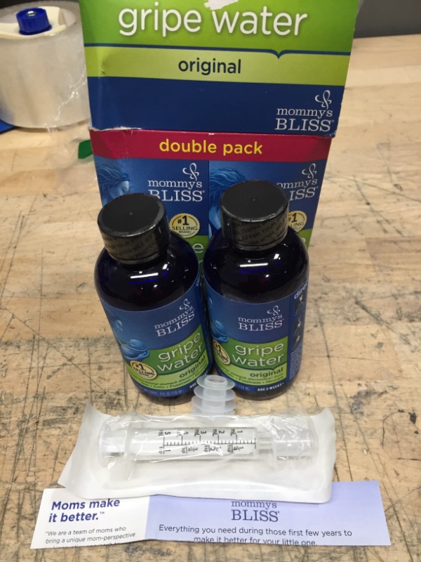 Photo 2 of Mommy's Bliss Gripe Water Night Time Double Pack, Relieves Stomach Discomfort From Gas, Colic, Fussiness, & Hiccups, Gentle & Safe, For Infants Age 1 Month+, 2 Pack
EXP DATE: 07-2022