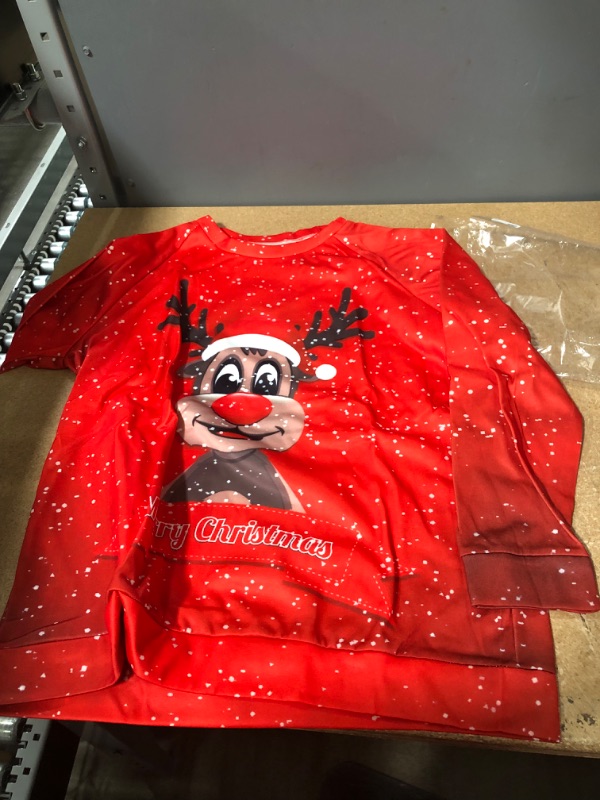 Photo 1 of Christmas Sweater Holiday Crew Neck Pullover Sweater Reindeer Red 2XL