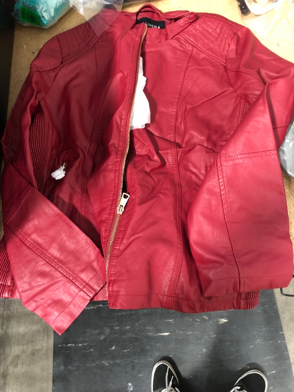 Photo 1 of bellivera womens leather coat red size xxl