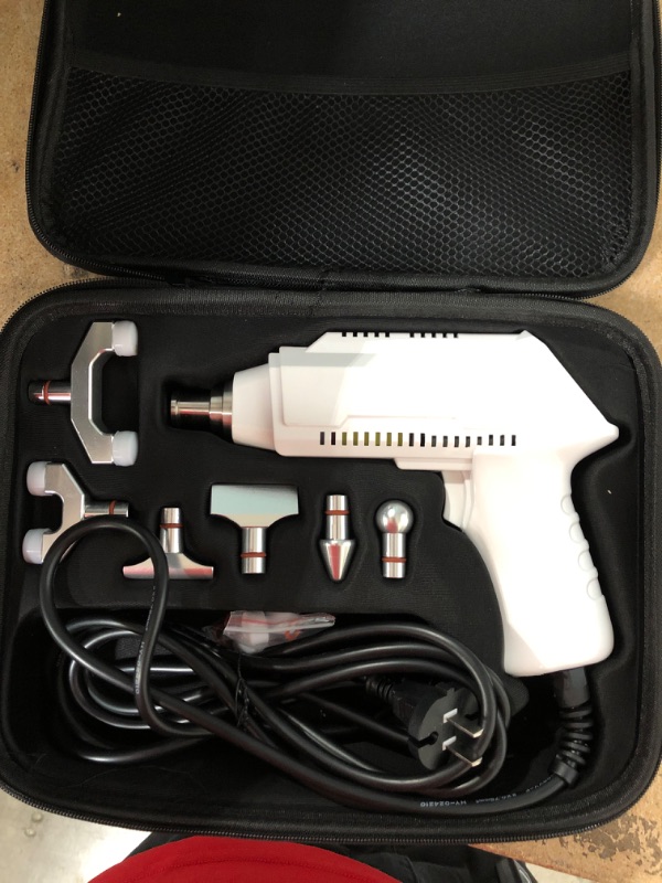 Photo 2 of ***PARTS ONLY*** EryaxuAU Chiropractic Adjusting Tool, Instrument Electric Impulse Gun Actuator Massager with Six Massage Heads, Professional Massage Equipment Magnetic Therapy Massage Gun (White, m900)
