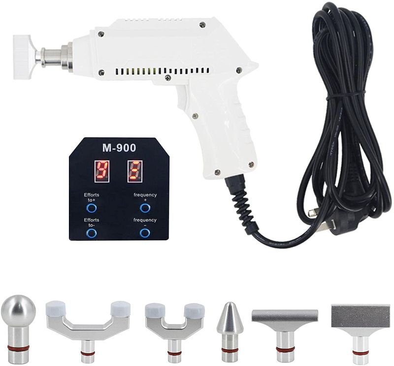 Photo 1 of ***PARTS ONLY*** EryaxuAU Chiropractic Adjusting Tool, Instrument Electric Impulse Gun Actuator Massager with Six Massage Heads, Professional Massage Equipment Magnetic Therapy Massage Gun (White, m900)
