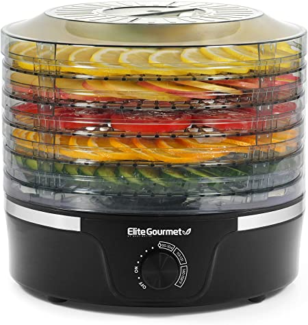 Photo 1 of Elite Gourmet EFD319# Food Dehydrator, Food Dehydrator, Adjustable Temperature Controls, Jerky Herbs Fruit Veggies Snacks, 5 BPA-Free 11.4" Trays