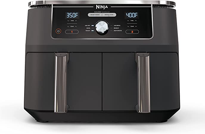 Photo 1 of Ninja DZ401 Foodi 10 Quart 6-in-1 DualZone XL 2-Basket Air Fryer with 2 Independent Frying Baskets, Match Cook & Smart Finish to Roast, Broil, Dehydrate & More for Quick, Easy Family-Sized Meals, Grey