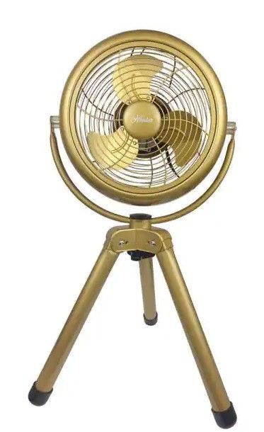 Photo 1 of Hunter Retro 8 in. 3 Speed Floor Fan with Tripod Stand in Painted Gold