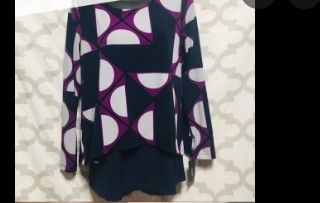 Photo 1 of Alfani Petite Graphic Blooms Geo Mod Iris blouse
