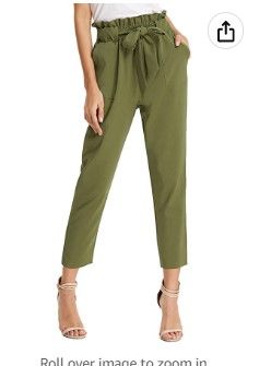 Photo 1 of GRACE KARIN Women's Cropped Paper Bag Waist Pants with Pockets SIZE M
