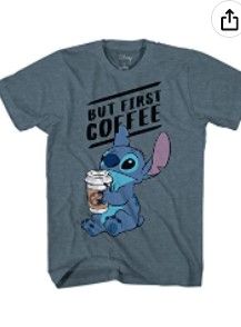 Photo 1 of Disney Lilo and Stitch Coffee First Adult T-Shirt SIZE SM
