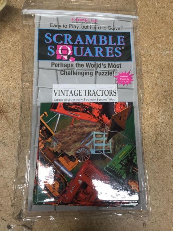 Photo 1 of B Dazzle Vintage Tractors Scramble Squares 9 Piece Puzzle
