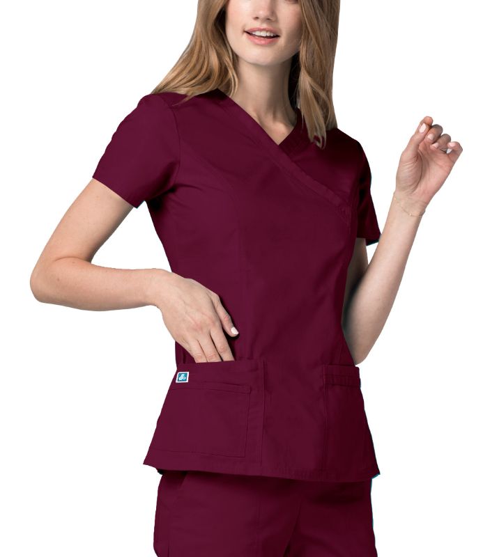 Photo 1 of Adar Universal Scrubs for Women - Double Stitched Mock Wrap Scrub Top- SIZE MEDIUM